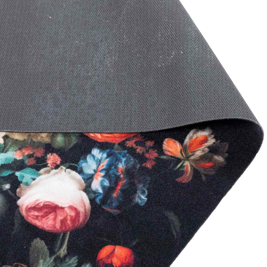Kitchen Rug Floral Black 300 x 60 cm Velvet