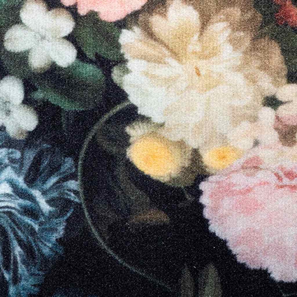 Kitchen Rug Floral Black 300 x 60 cm Velvet