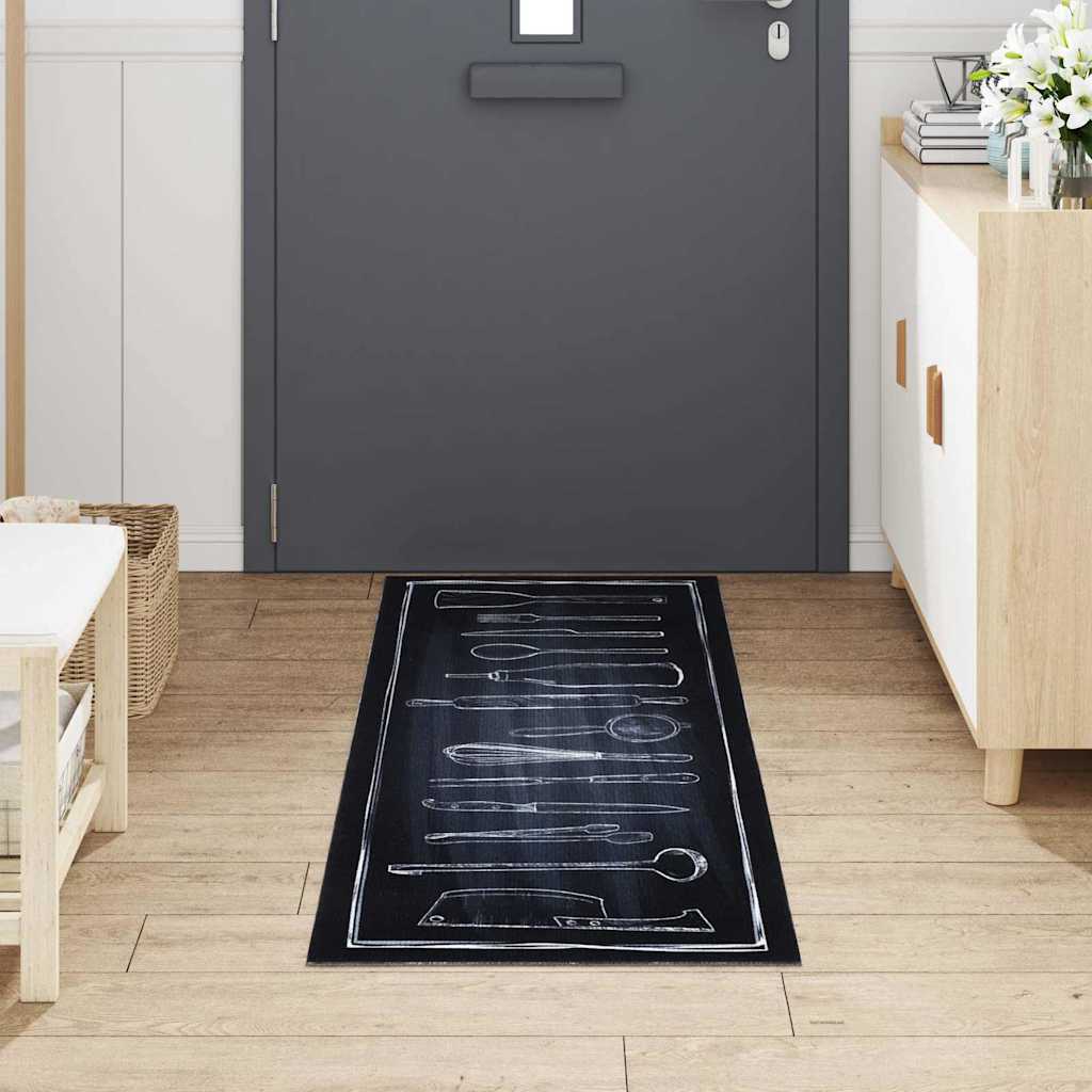Kitchen Rug Toile Black 180 x 60 cm Velvet