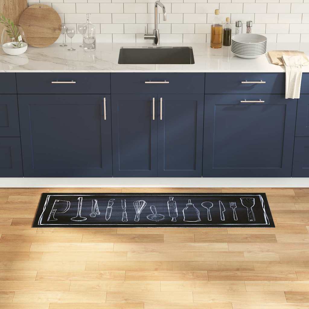 Kitchen Rug Toile Black 150 x 45 cm Velvet
