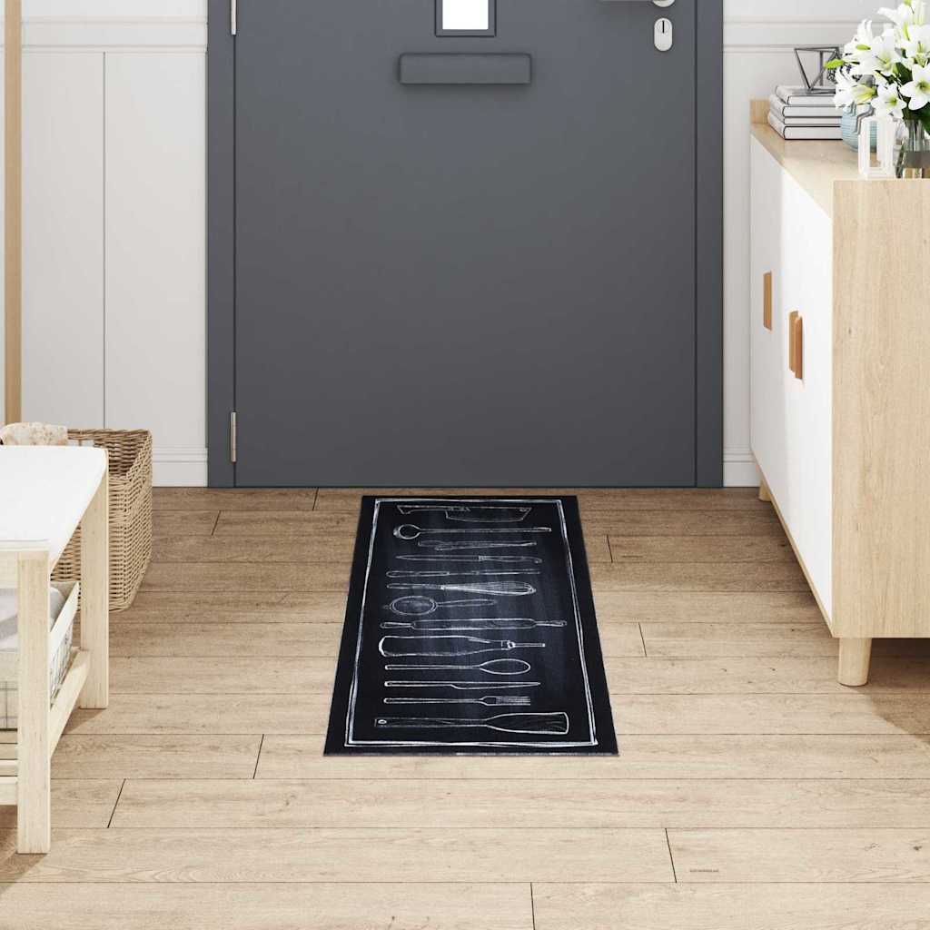 Kitchen Rug Toile Black 150 x 45 cm Velvet