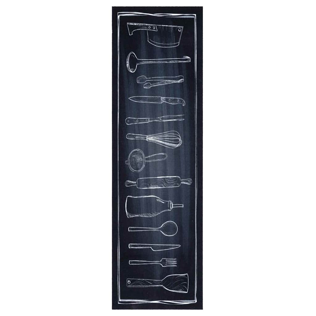 Kitchen Rug Toile Black 150 x 45 cm Velvet