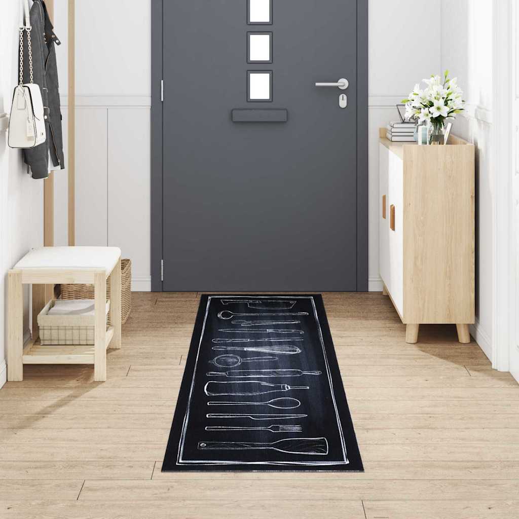 Kitchen Rug Toile Black 300 x 60 cm Velvet