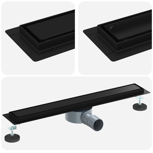Shower Drain 2-in-1 with 360° Siphon Black 60 cm