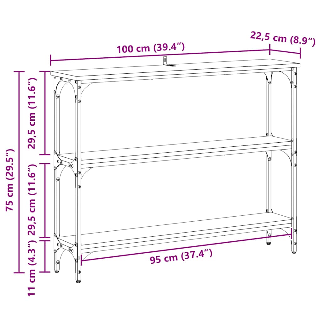 Console Table with Shelf Old wood 100 x 22.5 x 75 cm