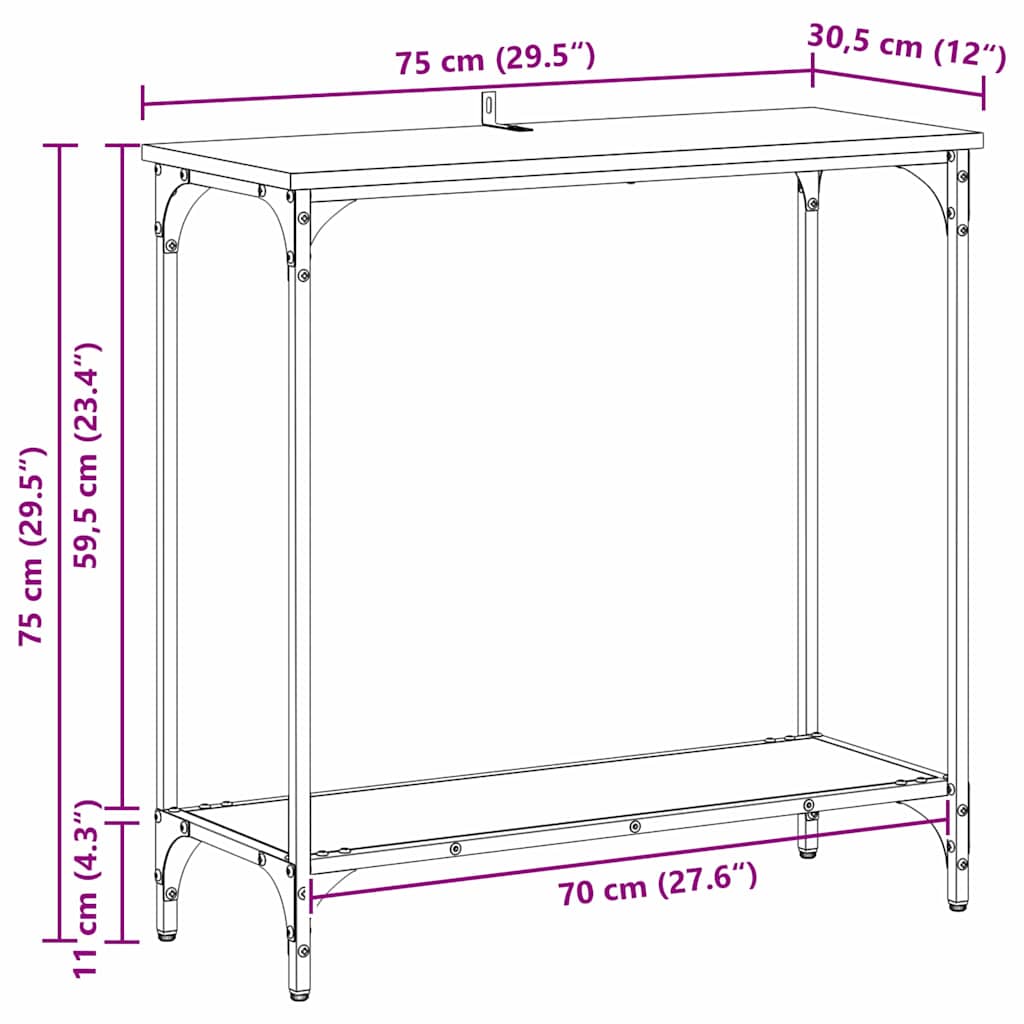 Console Table Artisan oak 75 x 30.5 x 75 cm Engineered wood