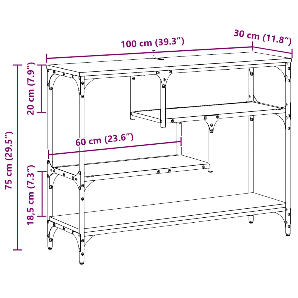 Console Table Old Wood 100 x 30 x 75 cm Engineered wood