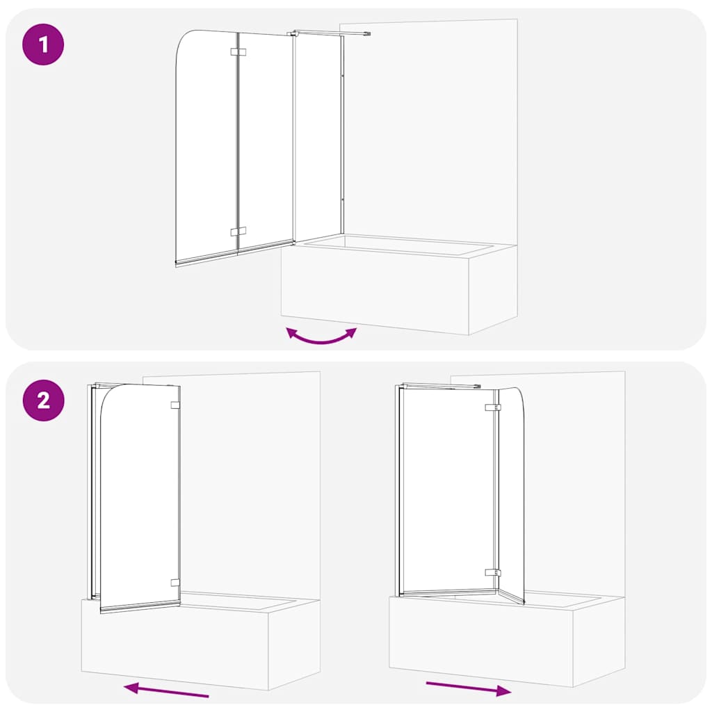 Bath Shower Screen Black 120 x 68 x 130 cm