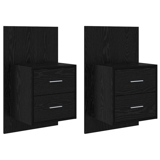 Wall-mounted Bedside Cabinet 2 pcs Black Oak