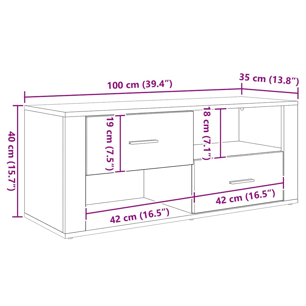 TV Cabinet 100 x 35 x 40 cm Old Wood Engineered Wood
