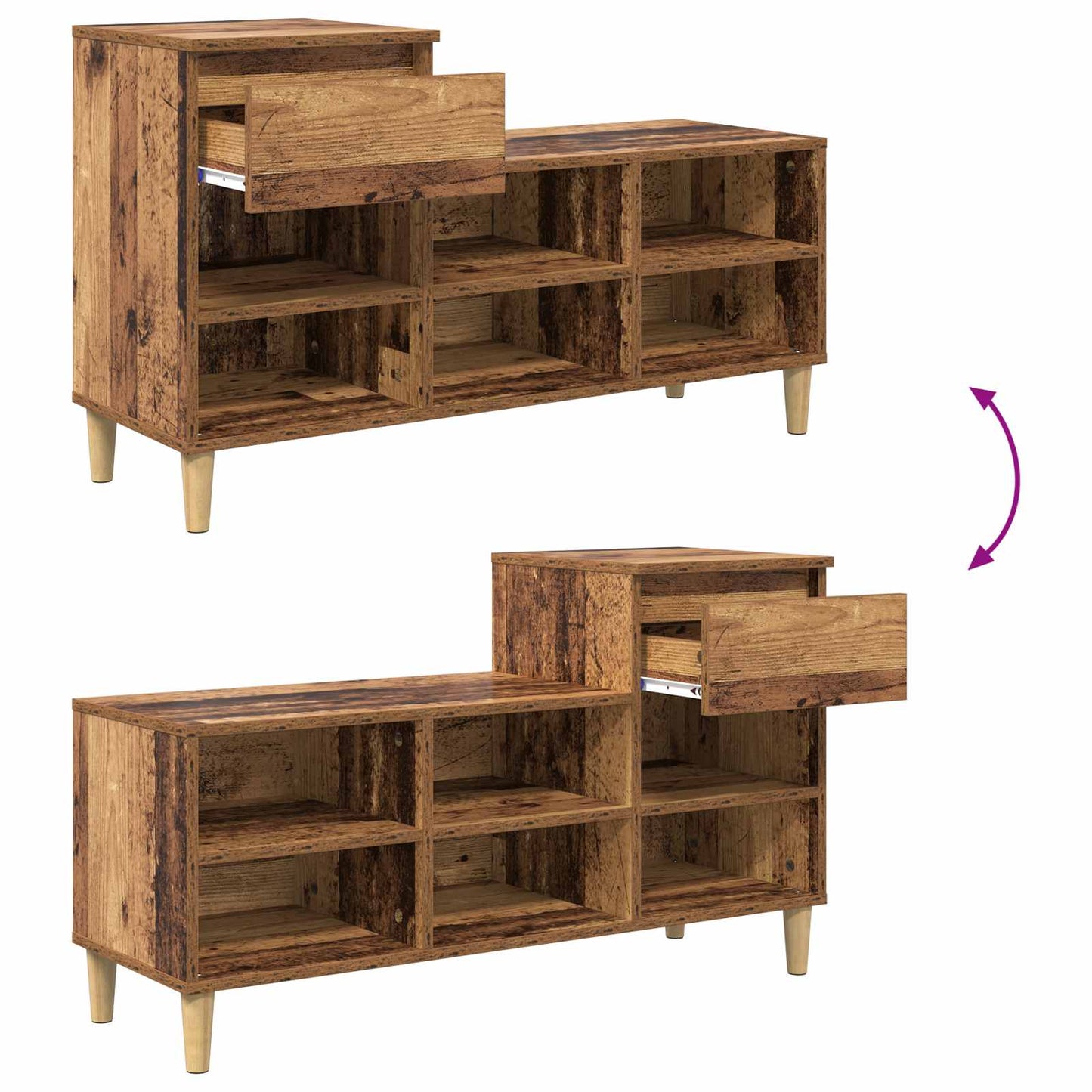 Shoe Cabinet 102 x 36 x 60 cm Engineered Wood Old Wood