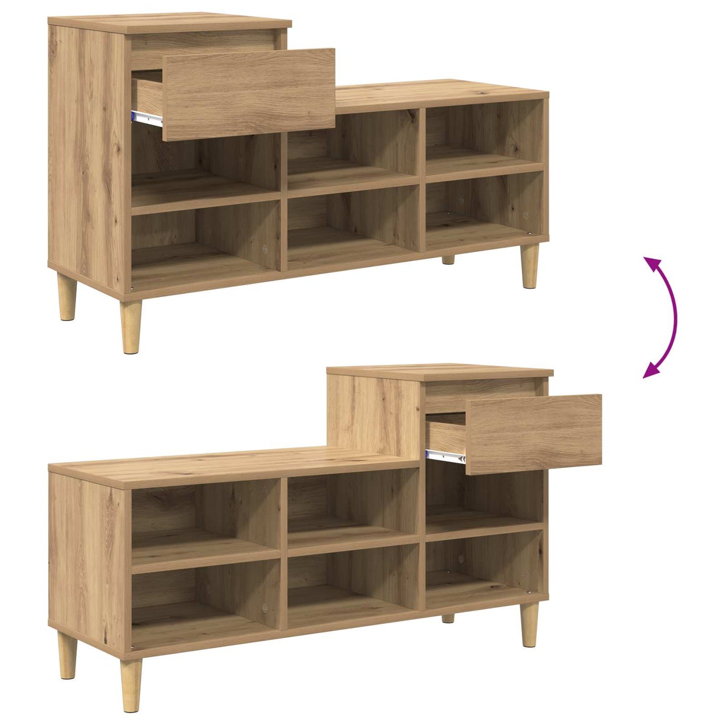 Shoe Cabinet 102 x 36 x 60 cm Engineered Wood Artisan Oak