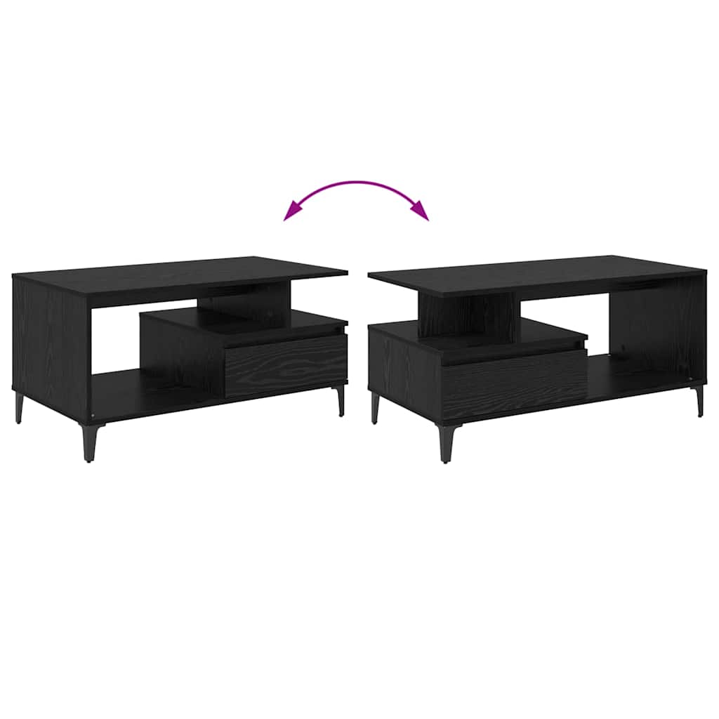 Coffee Table Black Oak 90 x 49 x 45 cm Engineered Wood