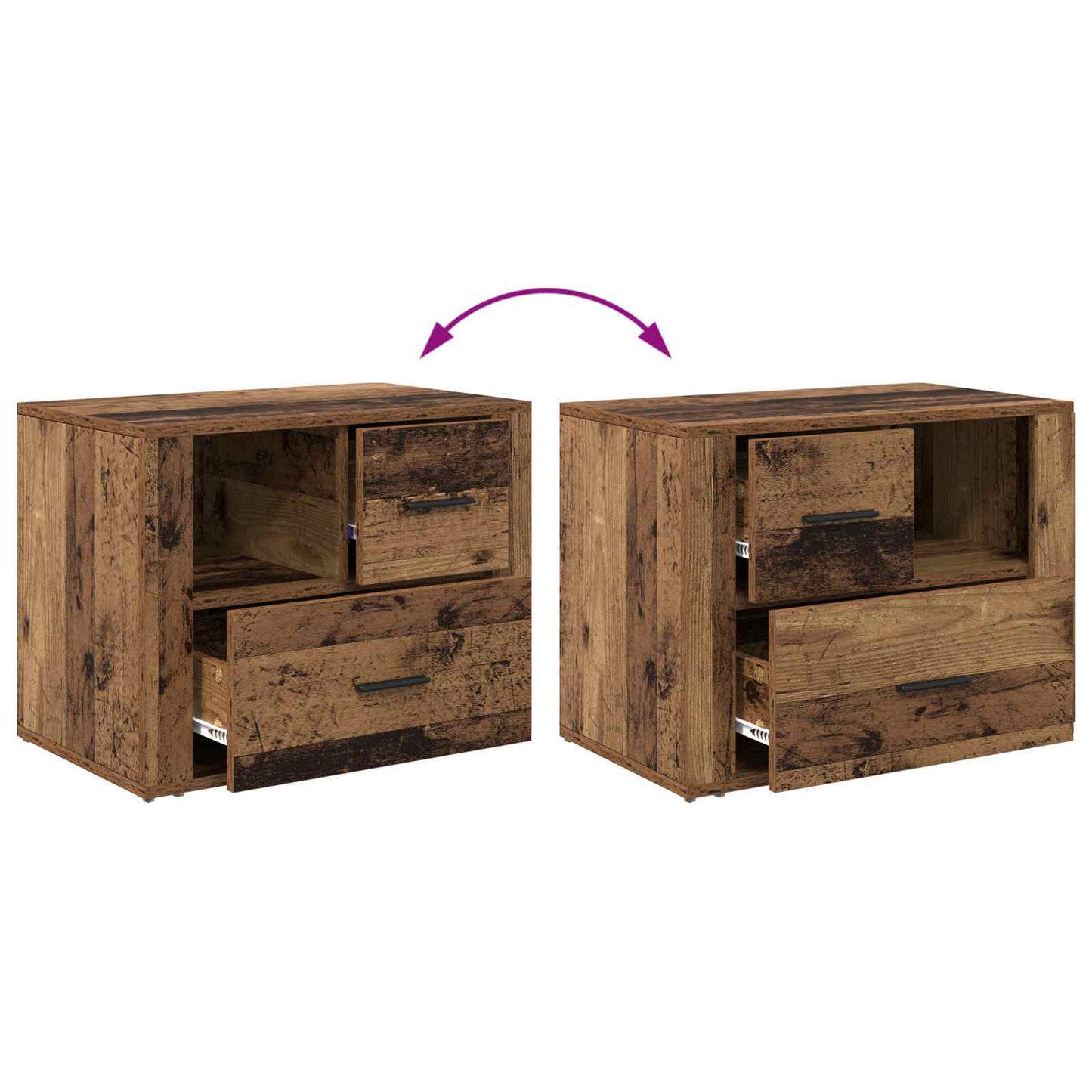 Bedside Cabinet Old Wood 35 x 60 x 50 cm Engineered Wood