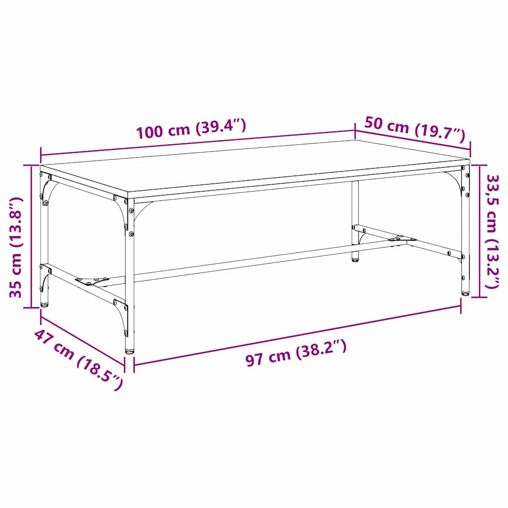 Coffee Table Old Wood 100 x 50 x 35 cm Engineered Wood