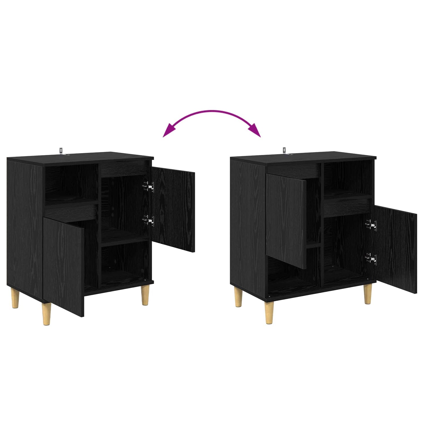 Sideboard Black oak 35 x 60 x 70 cm Engineered Wood
