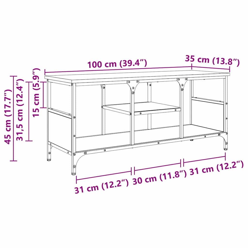 TV Cabinet 100 x 35 x 45 cm Artisan Oak