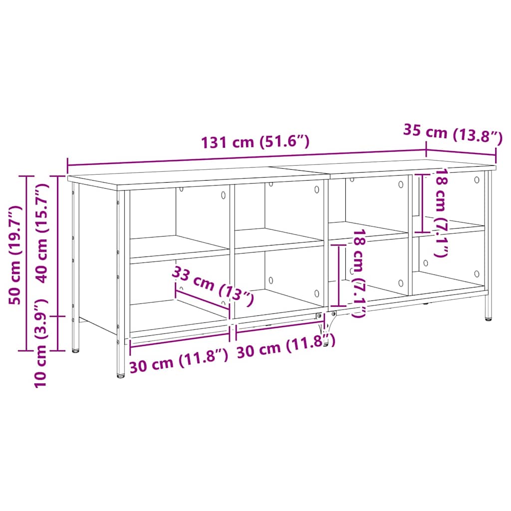 Shoe Cabinet Old Wood 131 x 35 x 50 cm Engineered Wood and Iron