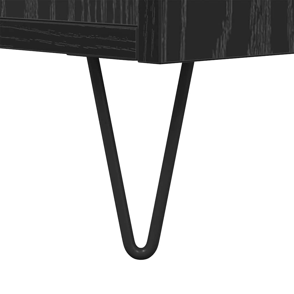 Sideboard Black Oak 34.5 x 34 x 90 cm Engineered Wood and Iron