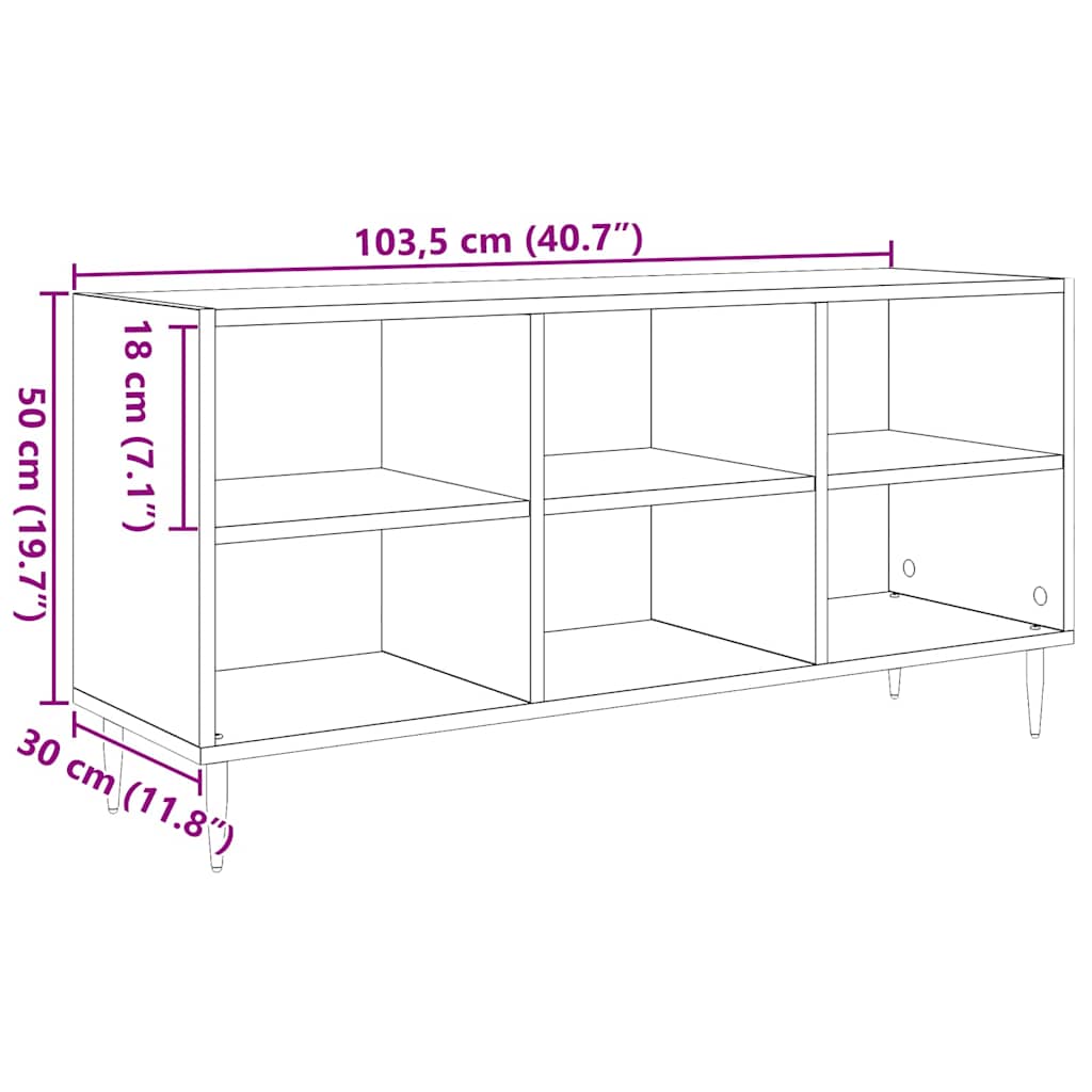 TV Cabinet 103.5 x 30 x 50 cm Old Wood Engineered Wood