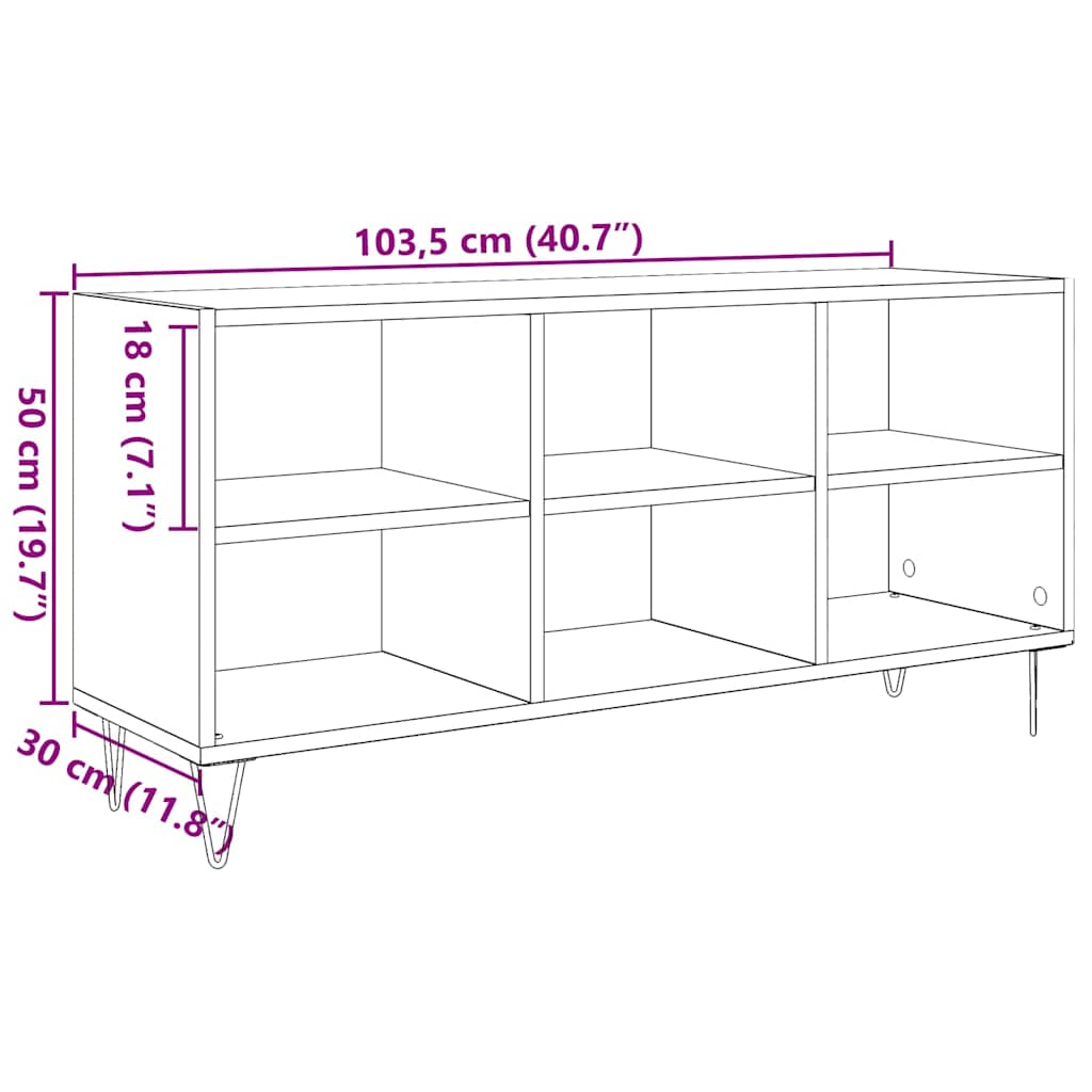 TV Cabinet 103.5 x 30 x 50 cm Old Wood Engineered Wood
