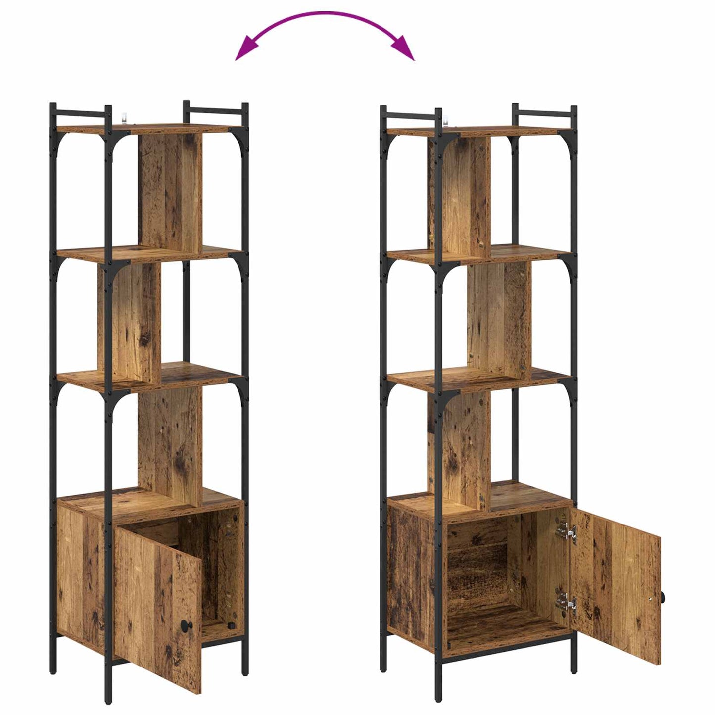 Bookcase 6-Tier 44.5 x 30 x 154.5 cm Engineered Wood Old Wood