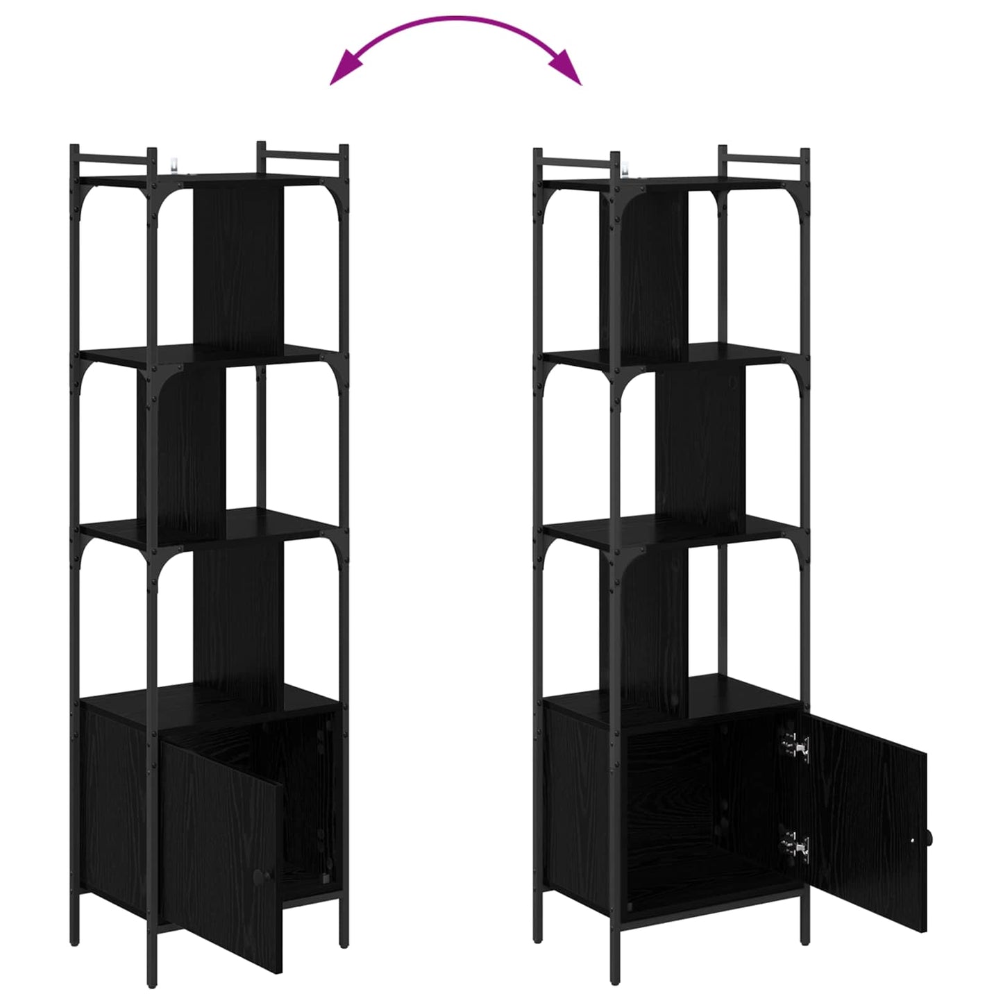 Bookcase 6-Tier 44.5 x 30 x 154.5 cm Engineered Wood Black Oak