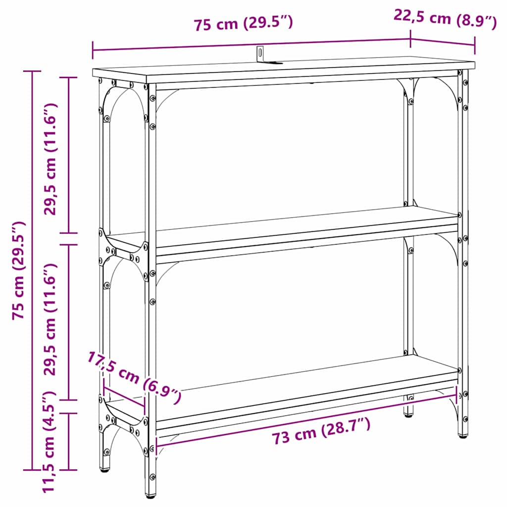 Console Table with Shelf Old wood 75 x 22.5 x 75 cm