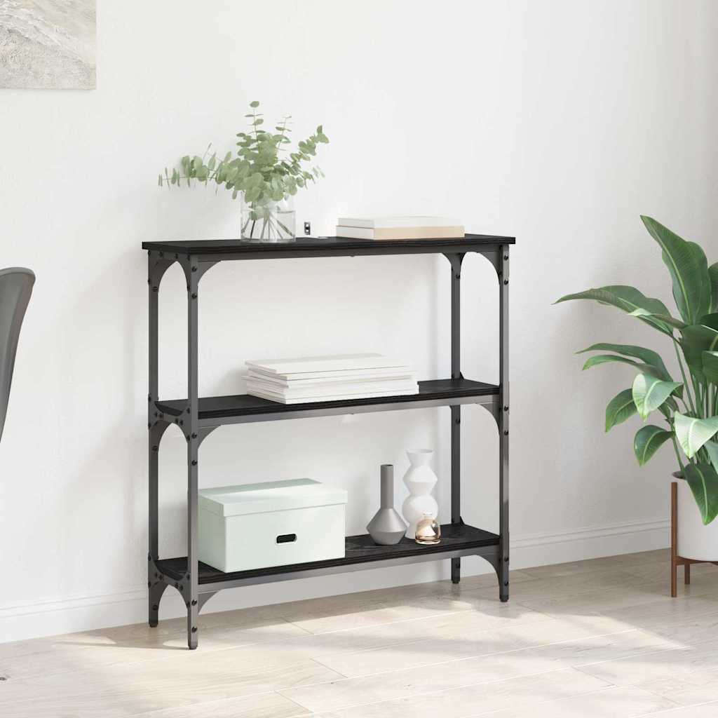 Console Table with Shelf Black oak 75 x 22.5 x 75 cm