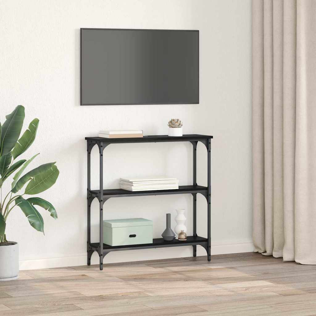 Console Table with Shelf Black oak 75 x 22.5 x 75 cm