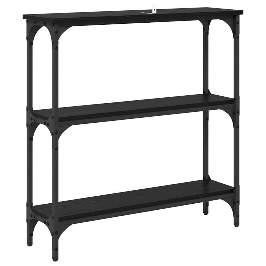 Console Table with Shelf Black oak 75 x 22.5 x 75 cm