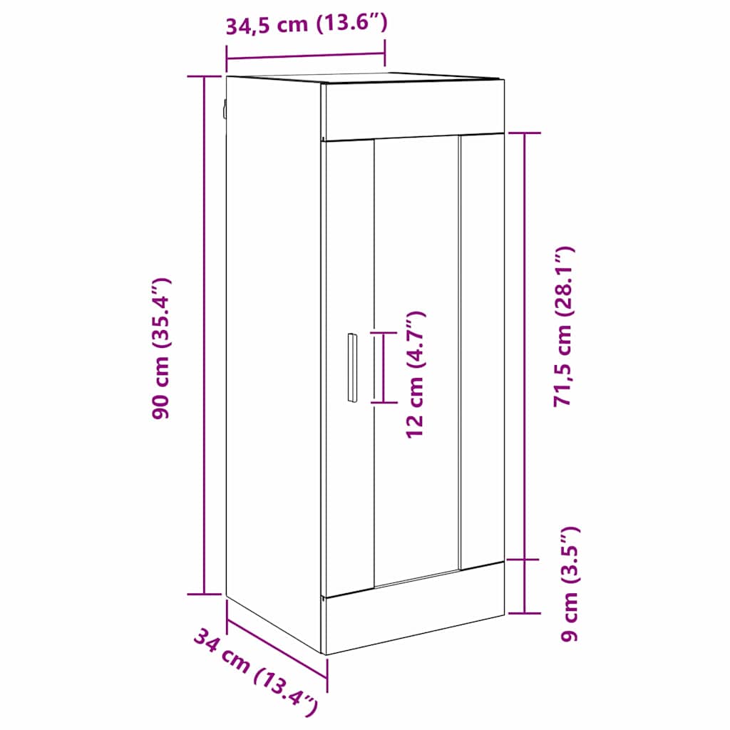 Wall Mounted Cabinet Artisan Oak 34.5 x 34 x 90 cm