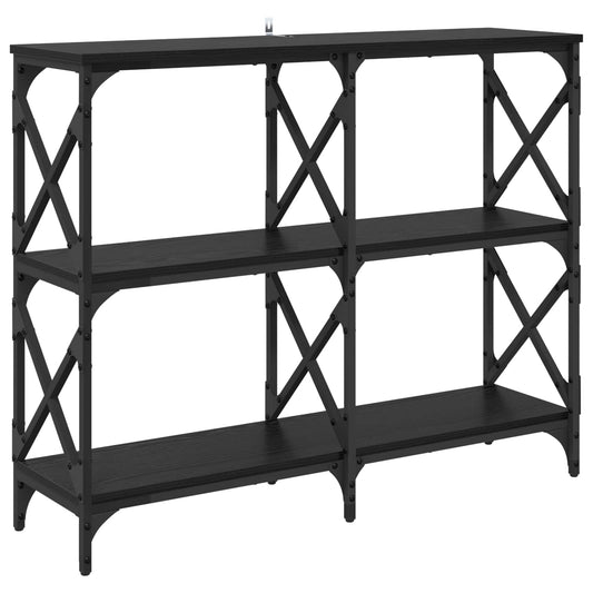 Console Table Black Oak 100 x 28 x 80.5 cm Engineered Wood