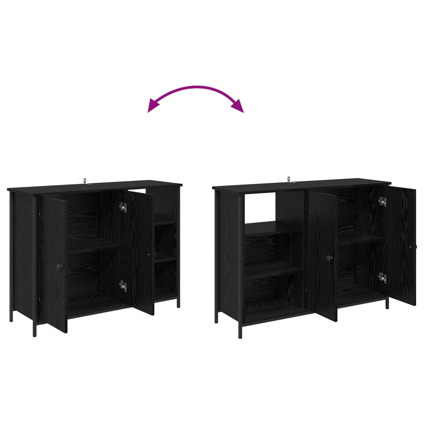 Sideboard Black Oak 100 x 33 x 75 cm Engineered Wood