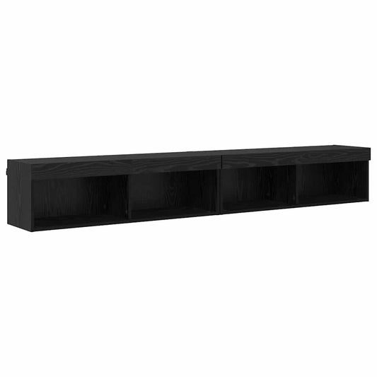 TV Cabinet Set 2 pcs Black Oak Engineered Wood