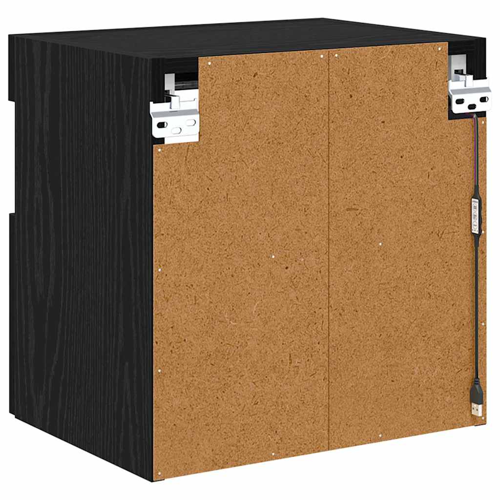 TV Wall Cabinets 2 pcs Black Oak Engineered Wood