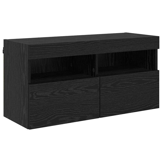TV Wall Cabinet 80 x 30 x 40 cm Black Oak Engineered Wood