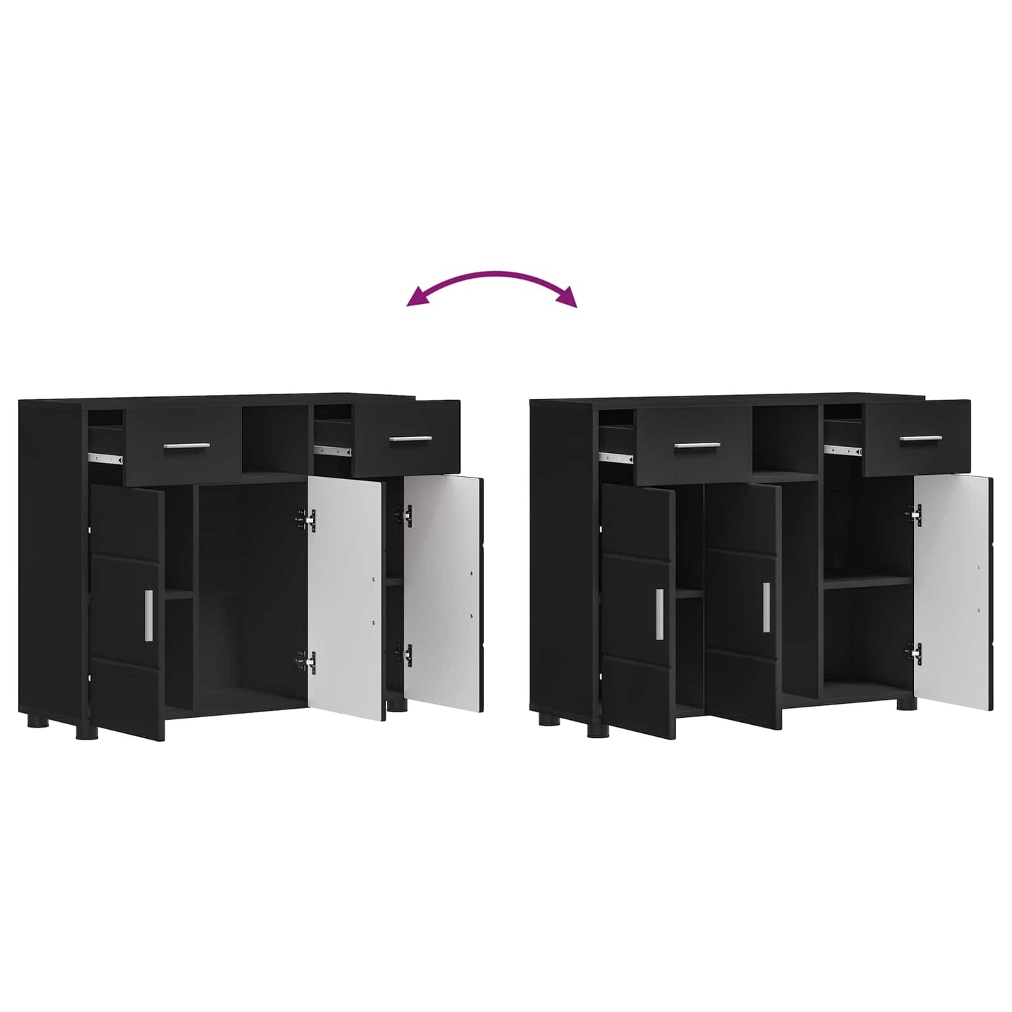 Wooden Cabinet Black Engineered Wood