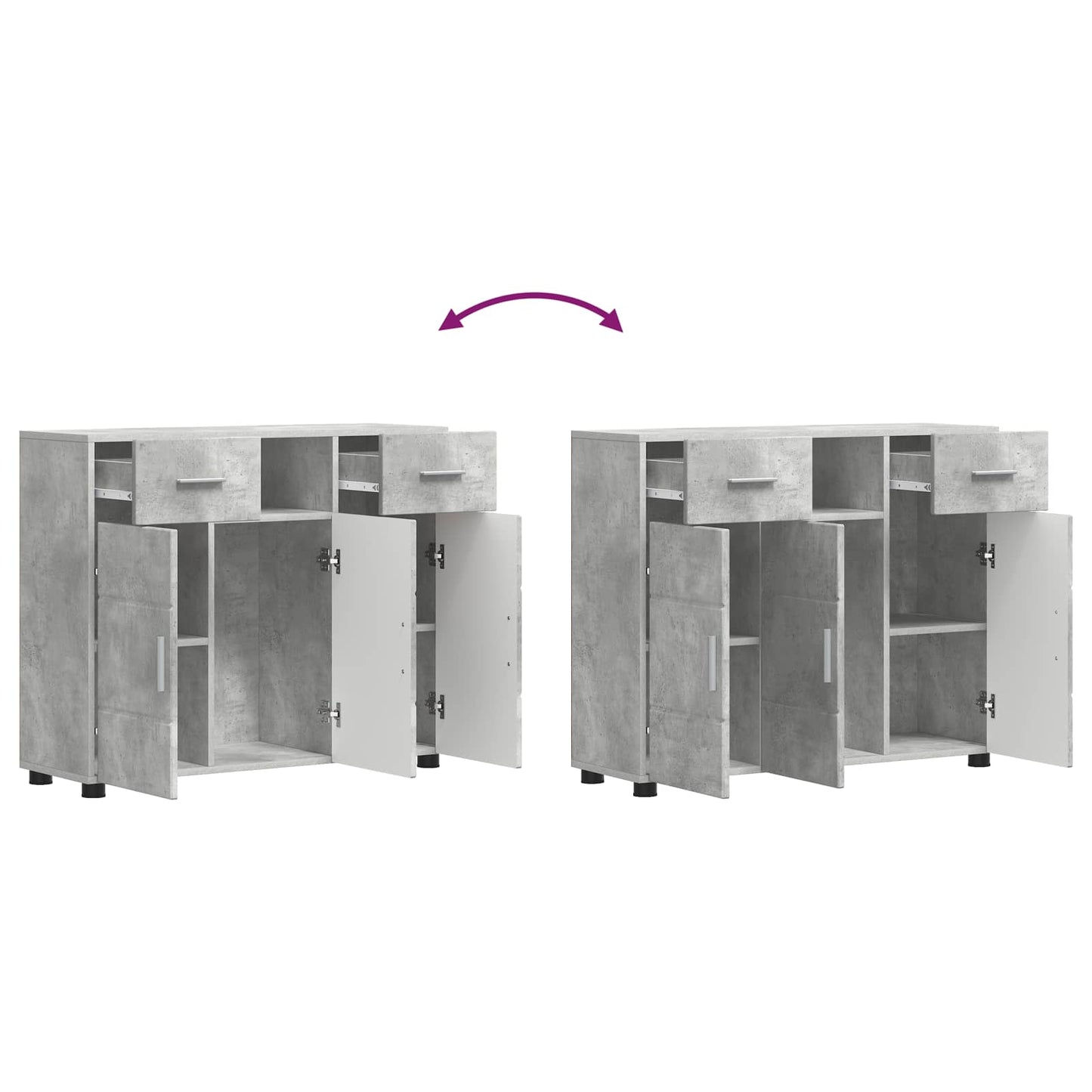Wooden Cabinet Concrete Grey Engineered Wood