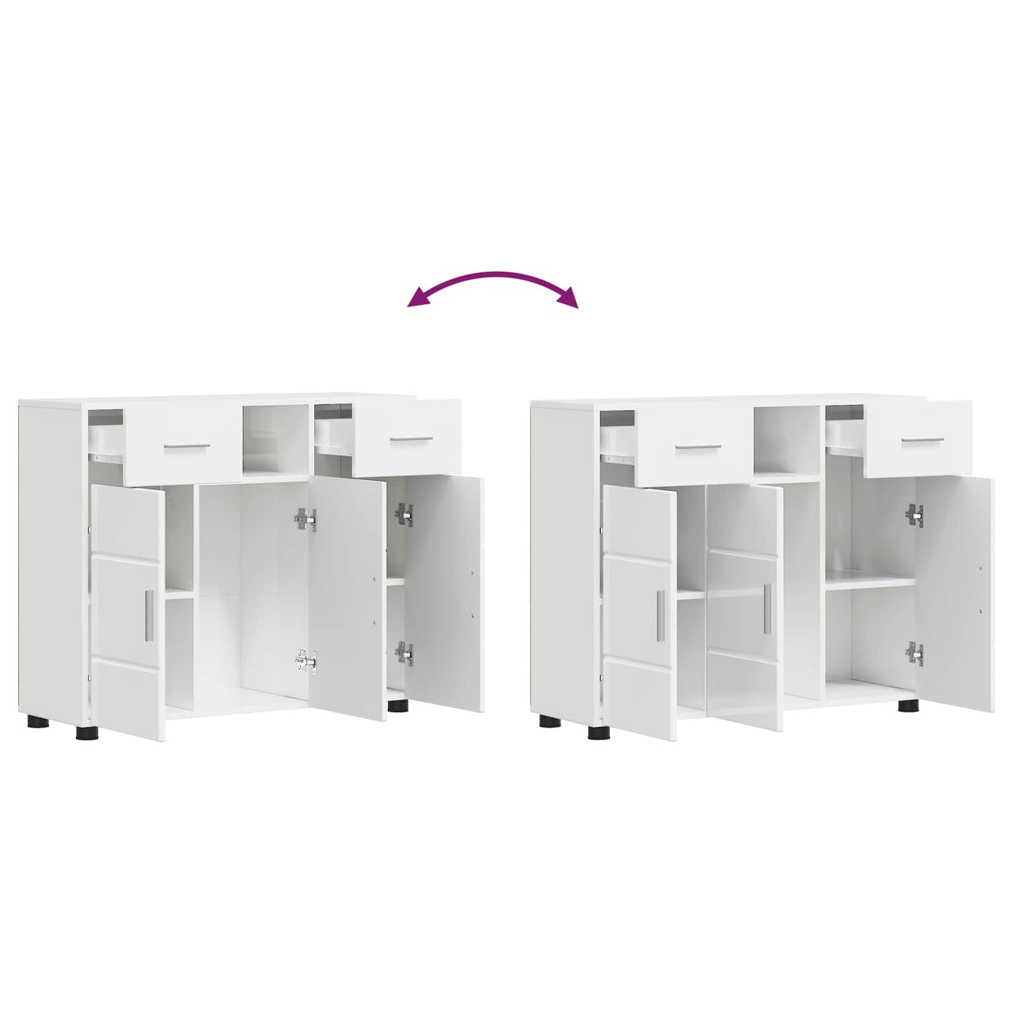 Wooden Cabinet High Gloss White Engineered Wood
