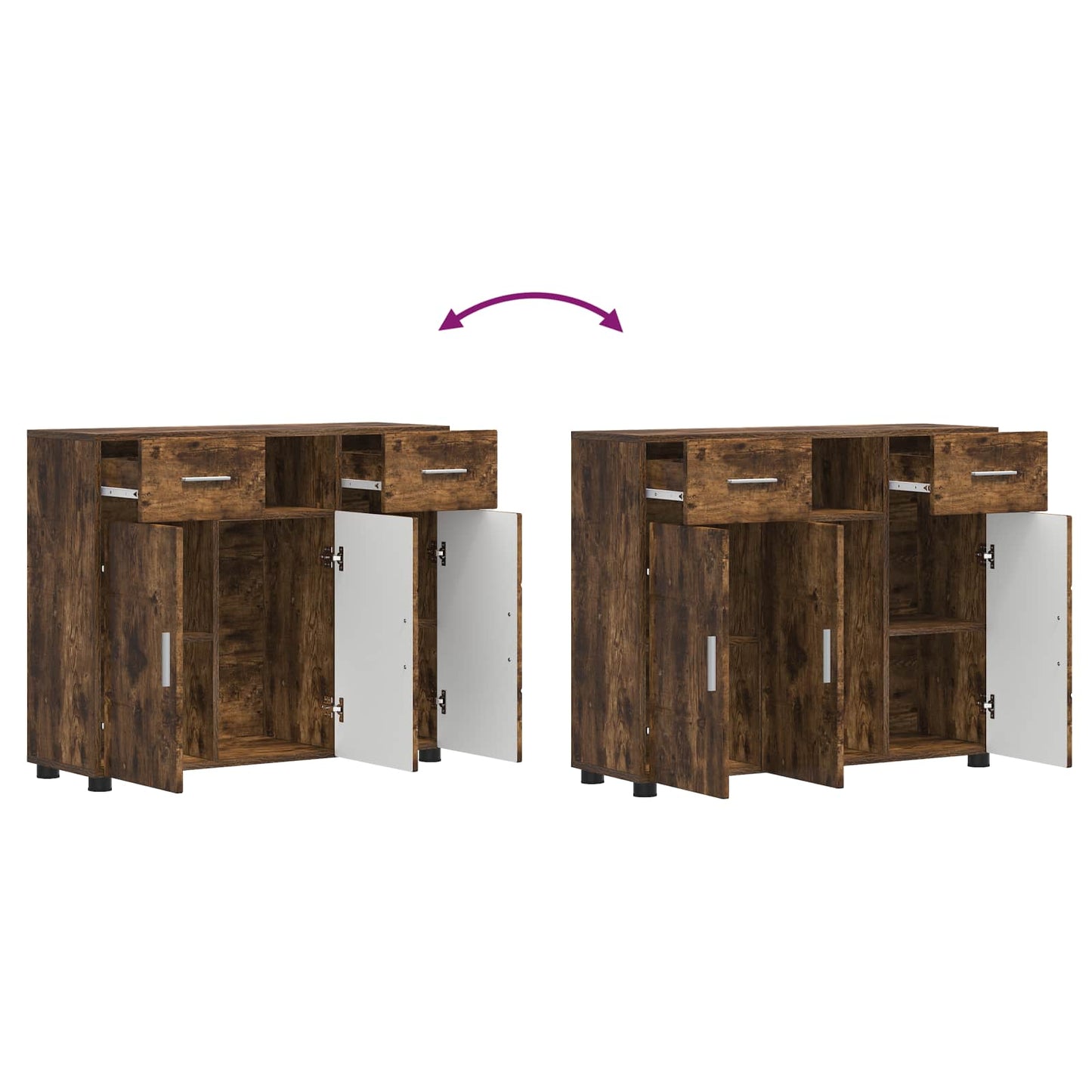 Wooden Cabinet Smoked Oak Engineered Wood