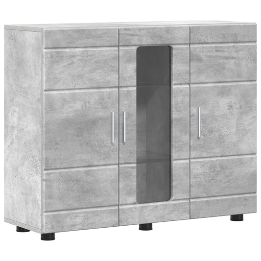Wooden Cabinet Concrete Grey Engineered Wood