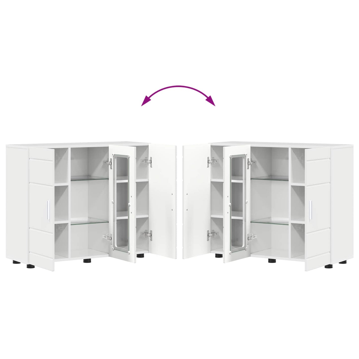 Wooden Cabinet High Gloss White Engineered Wood