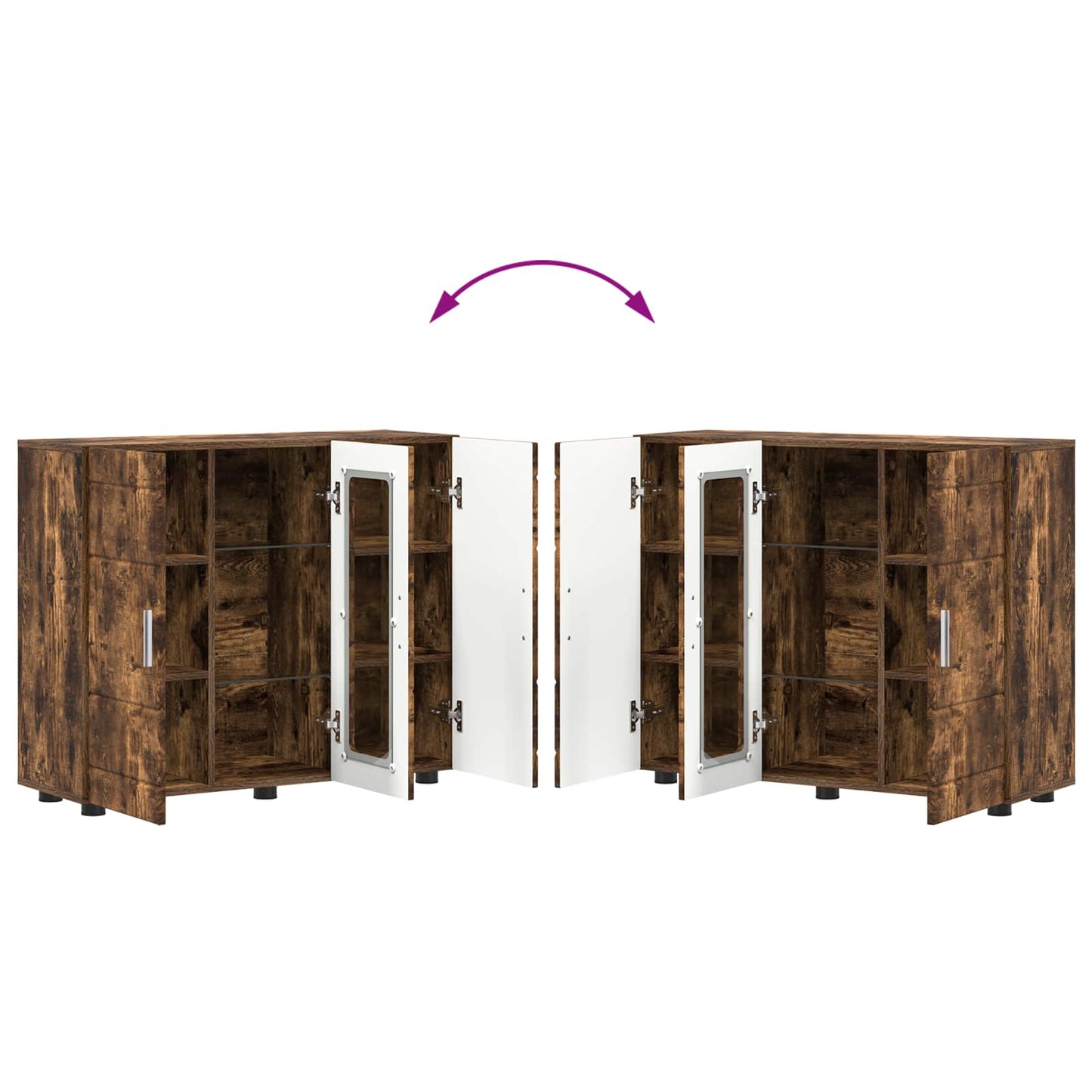 Wooden Cabinet Smoked Oak Engineered Wood