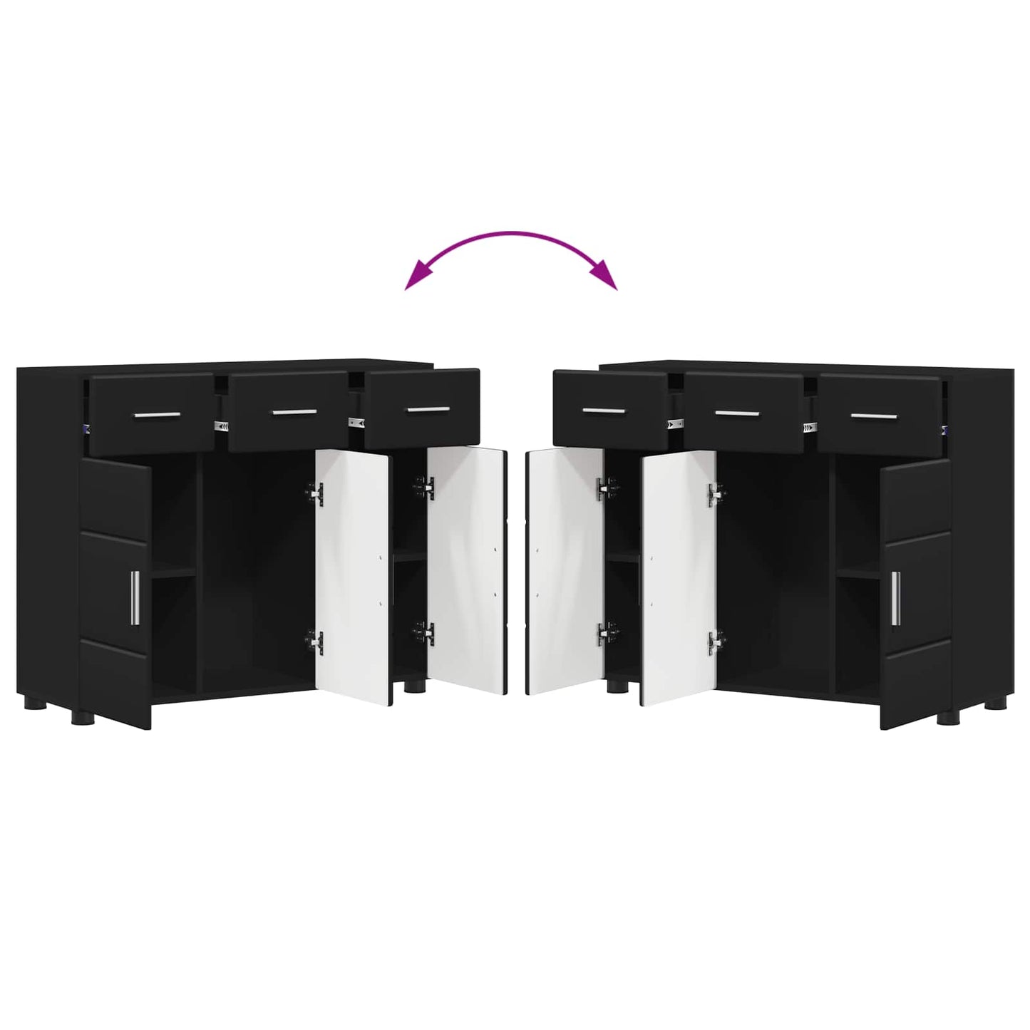 Sideboard FLORIN 88.5 x 30.5 x 73 cm Black Engineered Wood