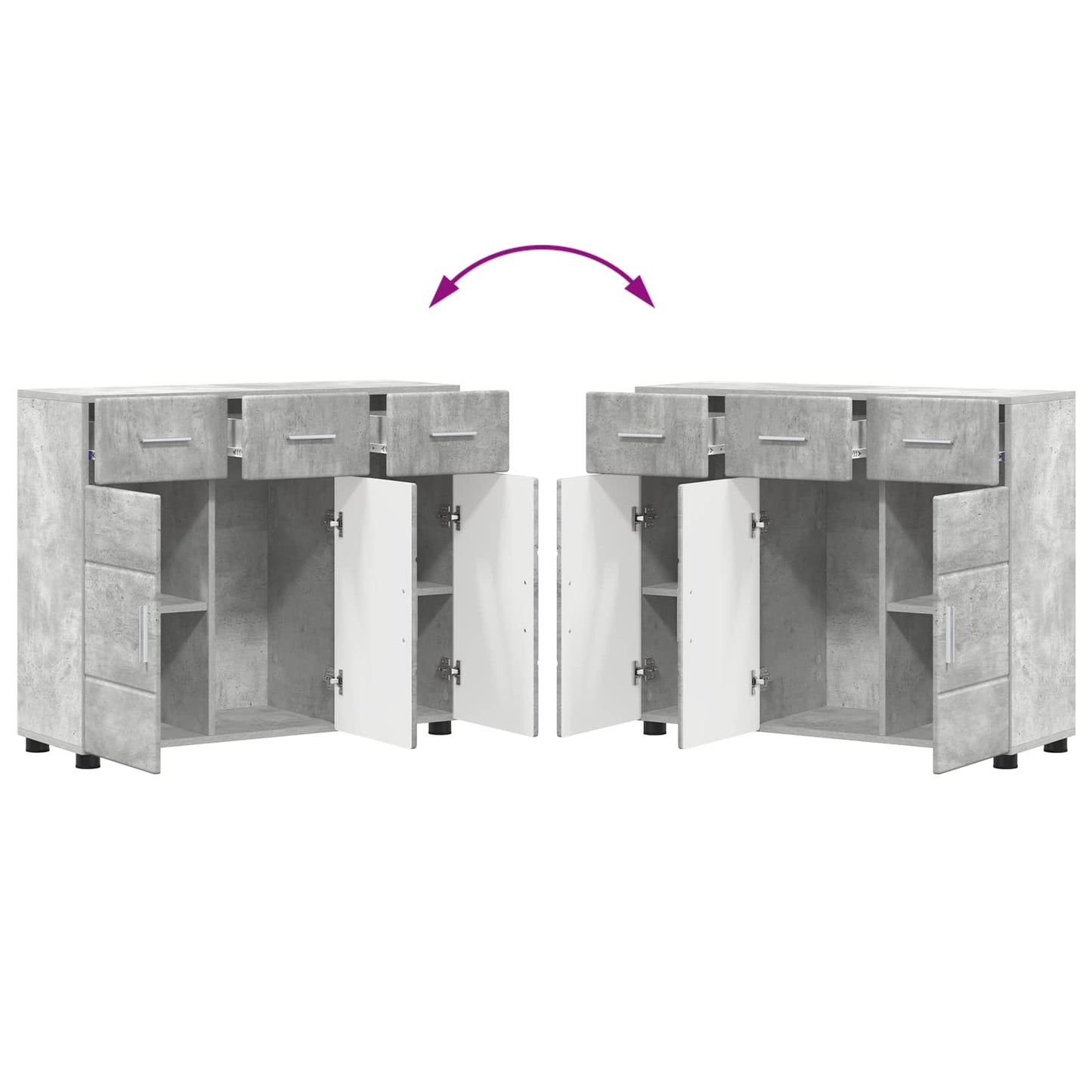Sideboard FLORIN 88.5 x 30.5 x 73 cm Concrete Grey