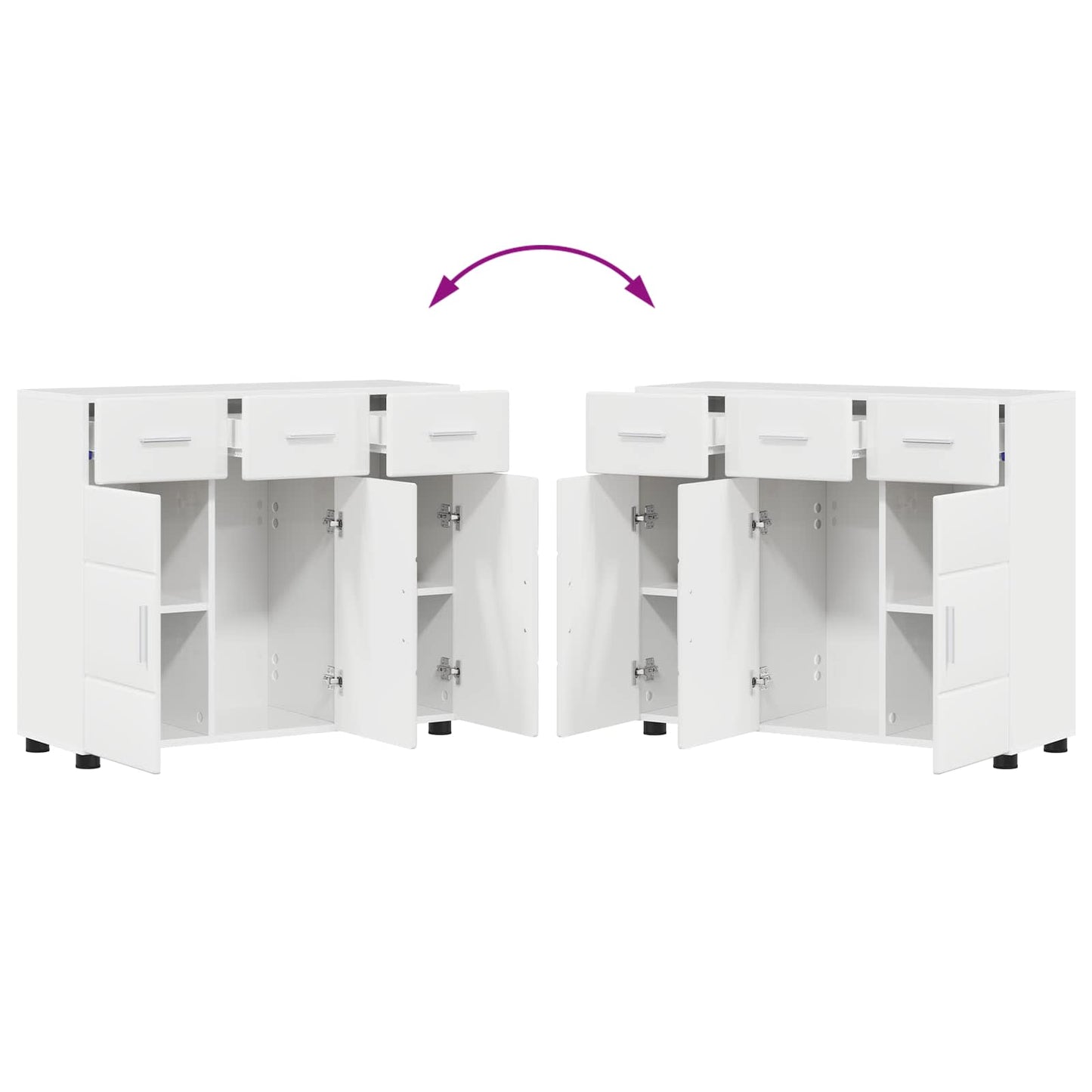 Sideboard FLORIN 88.5 x 30.5 x 73 cm High Gloss White