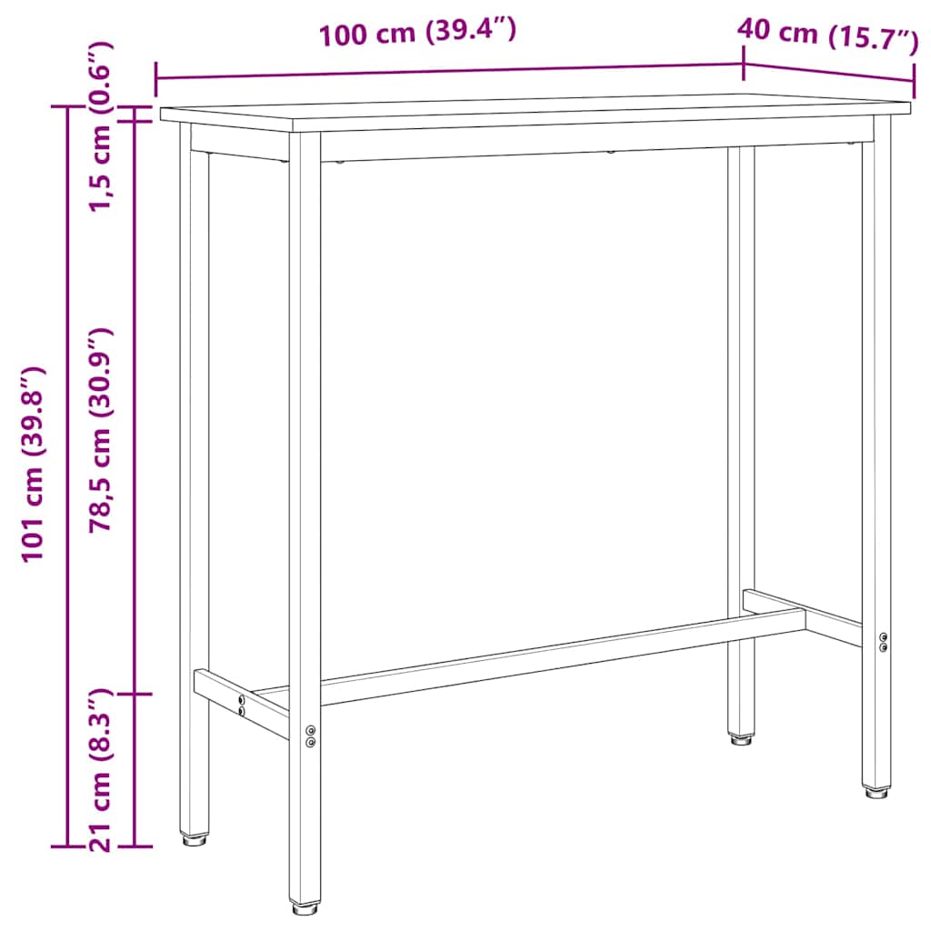 Table White 100 x 40 x 101 cm Engineered Wood and Steel