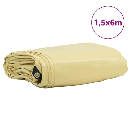 Tarpaulin 650g / m² Beige 1.5 x 6 m Canvas with PVC Coating