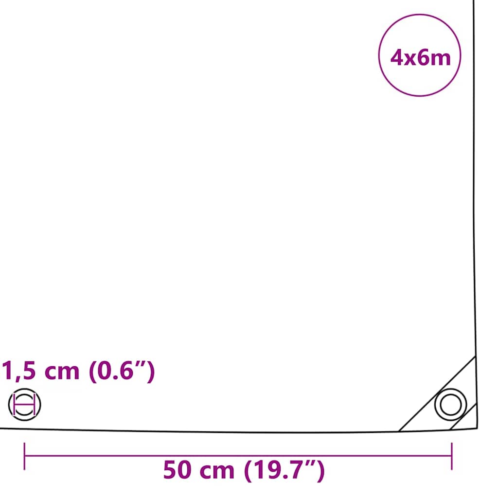Tarpaulin 650g / m² Olive Green 4 x 6 m Canvas with PVC Coating